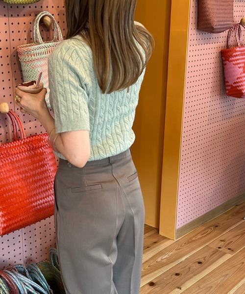 LE MORE(リモア)の「クルーネックケーブル半袖ニット(ニット/セーター・レディース・グレー/ピンク/アイボリー/ミント・FREE)」の10枚目の写真