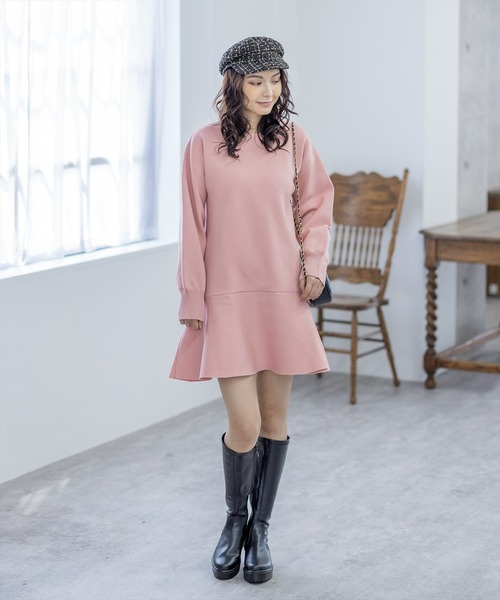 clear（クリア）の「ボトムフレアミニニットワンピース（ワンピース・レディース・ブラック/ピンク/アイボリー・F）」の11枚目の写真