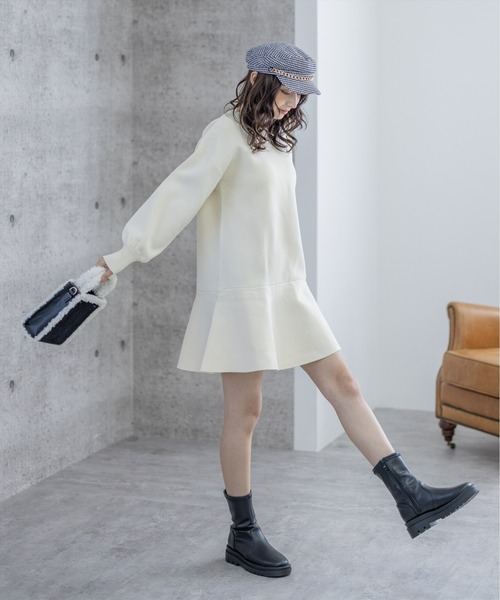 clear（クリア）の「ボトムフレアミニニットワンピース（ワンピース・レディース・ブラック/ピンク/アイボリー・F）」の15枚目の写真