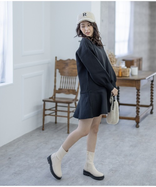 clear（クリア）の「ボトムフレアミニニットワンピース（ワンピース・レディース・ブラック/ピンク/アイボリー・F）」の20枚目の写真