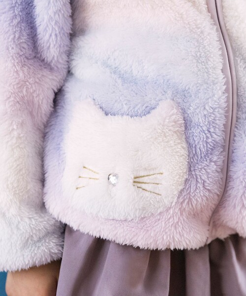 藍工房　紫のボタン付きジャケット　新品未使用♡ セール】ノーカラーボアジャケット 281818（ノーカラージャケット