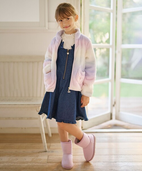 藍工房　紫のボタン付きジャケット　新品未使用♡ セール】ノーカラーボアジャケット 281818（ノーカラージャケット