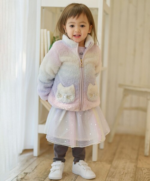ANY（エニィ）の「ネコポケットボアブルゾン（ブルゾン・キッズ・ピンク系/ライトグリーン系/ライラック系/ライラック系1・100/110/120/130）」の14枚目の写真
