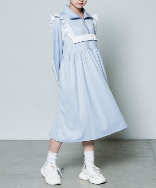 WEGO(ウィゴー)の「Whinny/カリスマニートフリルワンピ(ワンピース・レディース・サックスブルー/ブラック/ネイビー・FREE)」の3枚目の写真