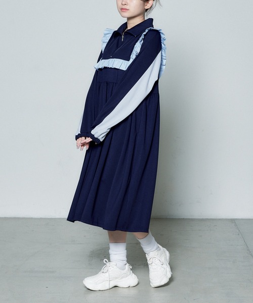 WEGO(ウィゴー)の「Whinny/カリスマニートフリルワンピ(ワンピース・レディース・サックスブルー/ブラック/ネイビー・FREE)」の13枚目の写真