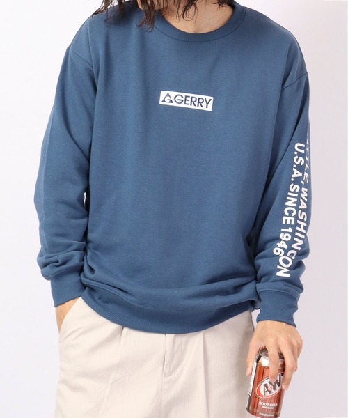 GERRY（ジェリー）の「GERRY 裏毛ロゴバック＆スリーブプリント ビッグシルエット クルーネックプルオーバー（スウェット・メンズ・ホワイト/アッシュグレー/ブラック/ブルー・LL/M/L）」の19枚目の写真