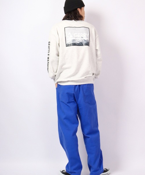 GERRY（ジェリー）の「GERRY 裏毛ロゴバック＆スリーブプリント ビッグシルエット クルーネックプルオーバー（スウェット・メンズ・ホワイト/アッシュグレー/ブラック/ブルー・LL/M/L）」の7枚目の写真