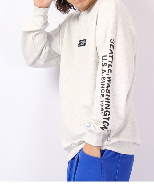 GERRY（ジェリー）の「GERRY 裏毛ロゴバック＆スリーブプリント ビッグシルエット クルーネックプルオーバー（スウェット・メンズ・ホワイト/アッシュグレー/ブラック/ブルー・LL/M/L）」の5枚目の写真