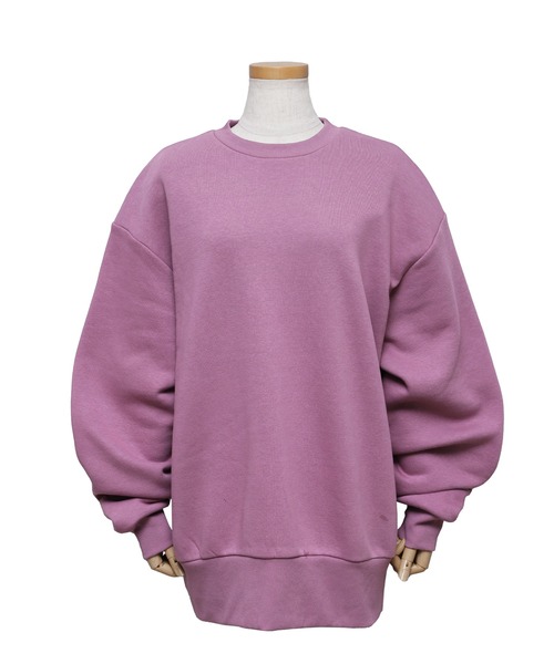 reca(レカ)の「オーバーサイズバッグプリント裏起毛スウェット(スウェット・レディース・ベージュ/パープル/チャコールグレー・FREE)」の7枚目の写真