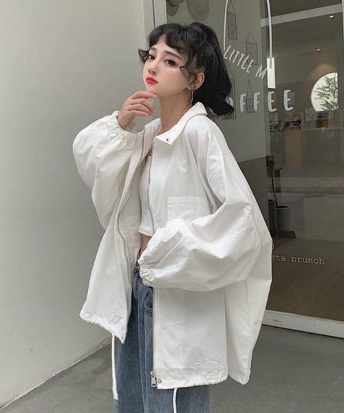 shopnikoniko（ショップニコニコ）の「ビッグシルエット マウンテンパーカー（マウンテンパーカー・レディース・ブラック/ベージュ/ホワイト・フリー）」の19枚目の写真