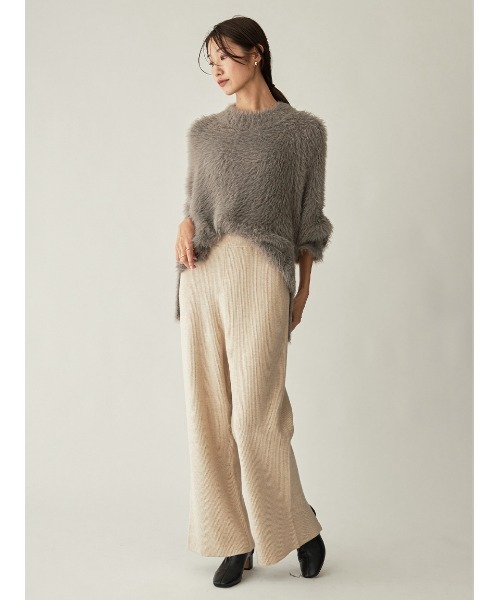 Stylevoice for xxx（スタイルヴォイスフォー）の「リブニットワイドパンツ(セットアップ対応)（その他パンツ・レディース・ライトベージュ/ブラック・FREE）」の7枚目の写真