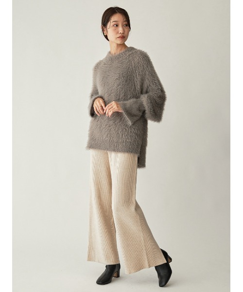 Stylevoice for xxx（スタイルヴォイスフォー）の「リブニットワイドパンツ(セットアップ対応)（その他パンツ・レディース・ライトベージュ/ブラック・FREE）」の8枚目の写真