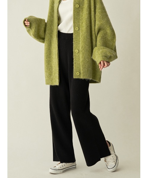 Stylevoice for xxx（スタイルヴォイスフォー）の「リブニットワイドパンツ(セットアップ対応)（その他パンツ・レディース・ライトベージュ/ブラック・FREE）」の9枚目の写真