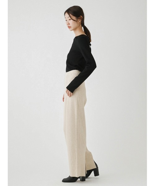 Stylevoice for xxx（スタイルヴォイスフォー）の「リブニットワイドパンツ(セットアップ対応)（その他パンツ・レディース・ライトベージュ/ブラック・FREE）」の13枚目の写真