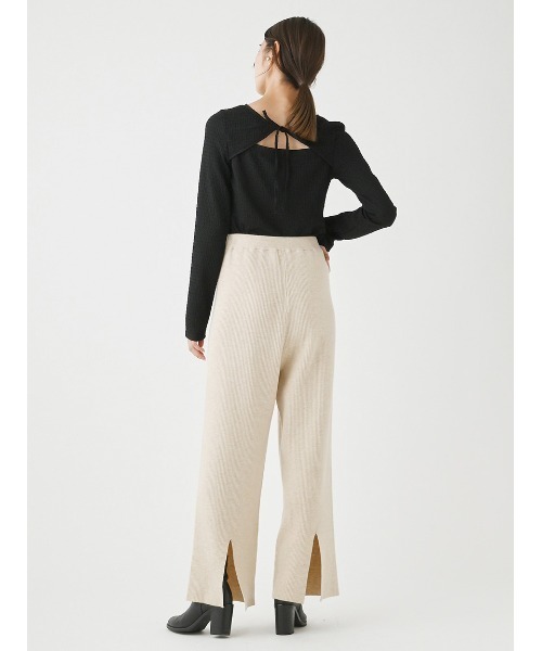 Stylevoice for xxx（スタイルヴォイスフォー）の「リブニットワイドパンツ(セットアップ対応)（その他パンツ・レディース・ライトベージュ/ブラック・FREE）」の14枚目の写真