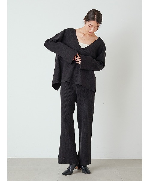 Stylevoice for xxx（スタイルヴォイスフォー）の「リブニットワイドパンツ(セットアップ対応)（その他パンツ・レディース・ライトベージュ/ブラック・FREE）」の20枚目の写真