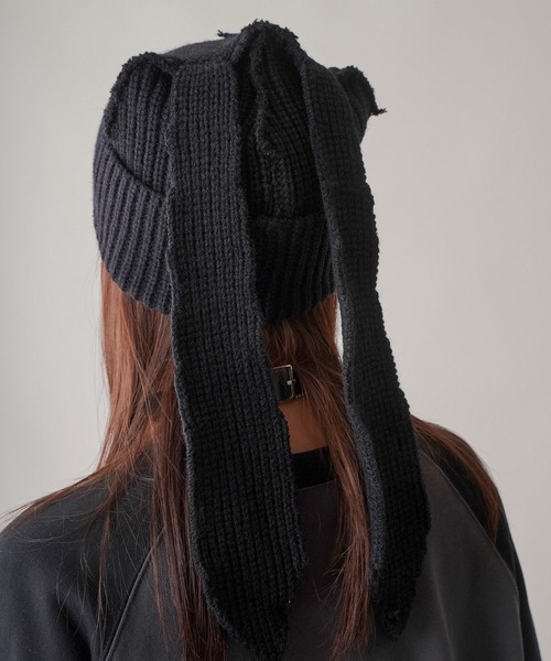 SPINNS（スピンズ）の「ロゴ刺繍 ウサギ耳ニットキャップ（ニット