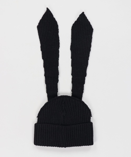 SPINNS(スピンズ)の「ロゴ刺繍 ウサギ耳ニットキャップ(ニットキャップ/ビーニー・レディース・ホワイト/ブラック/カーキ・ONESIZE)」の6枚目の写真