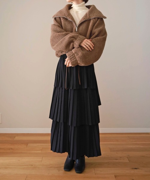 UNFIELD（アンフィールド）の「【UNFIELD】ボアショートブルゾン（ブルゾン・レディース・ブラウン/アイボリー・FREE）」の5枚目の写真