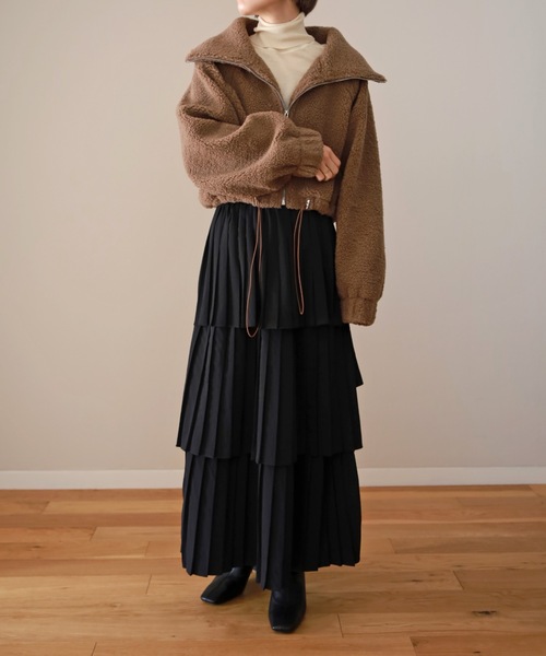 UNFIELD（アンフィールド）の「【UNFIELD】ボアショートブルゾン（ブルゾン・レディース・ブラウン/アイボリー・FREE）」の9枚目の写真