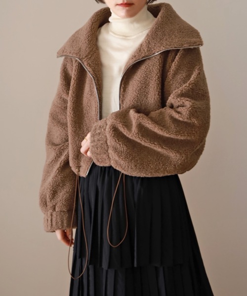 UNFIELD（アンフィールド）の「【UNFIELD】ボアショートブルゾン（ブルゾン・レディース・ブラウン/アイボリー・FREE）」の7枚目の写真