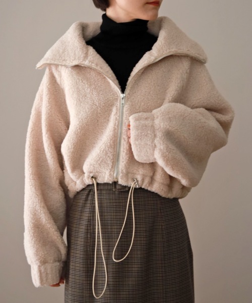 UNFIELD（アンフィールド）の「【UNFIELD】ボアショートブルゾン（ブルゾン・レディース・ブラウン/アイボリー・FREE）」の14枚目の写真