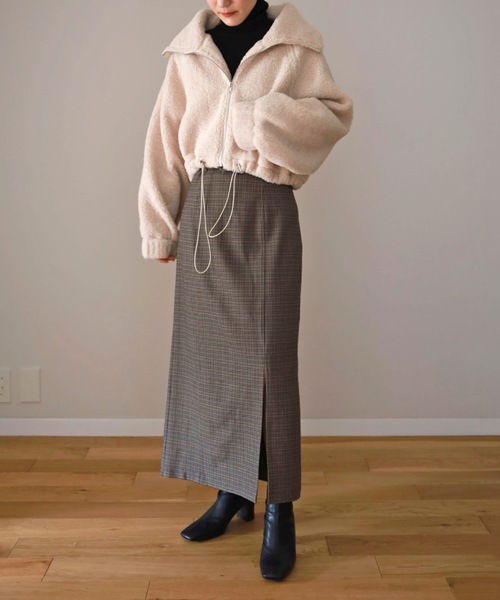 UNFIELD（アンフィールド）の「【UNFIELD】ボアショートブルゾン（ブルゾン・レディース・ブラウン/アイボリー・FREE）」の6枚目の写真