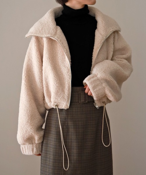 UNFIELD（アンフィールド）の「【UNFIELD】ボアショートブルゾン（ブルゾン・レディース・ブラウン/アイボリー・FREE）」の8枚目の写真