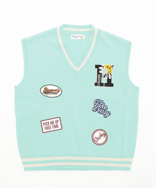 ＪＵＧＬＡＮＳ（ユグランス）の「SMILEY FACE　スマイルワッペンニットベスト（ベスト・メンズ・ブラック/ベージュ/グリーン・L/M）」の3枚目の写真
