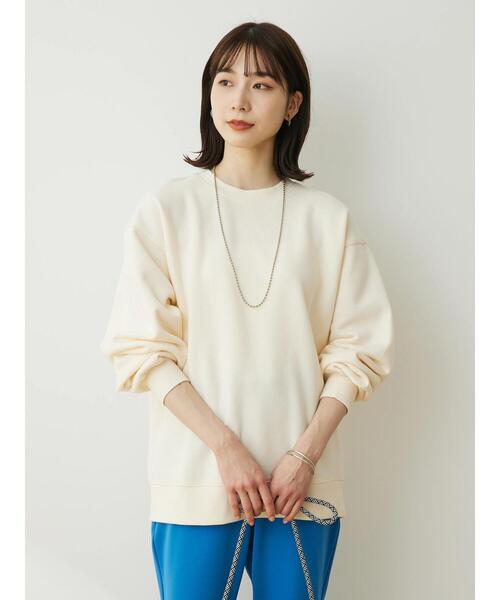 Green Parks(グリーンパークス)の「裏起毛オーバーサイズクループルオーバー(スウェット・レディース・パープル/ライトグレー/ピンク/アイボリー/ブラック・FREE)」の6枚目の写真