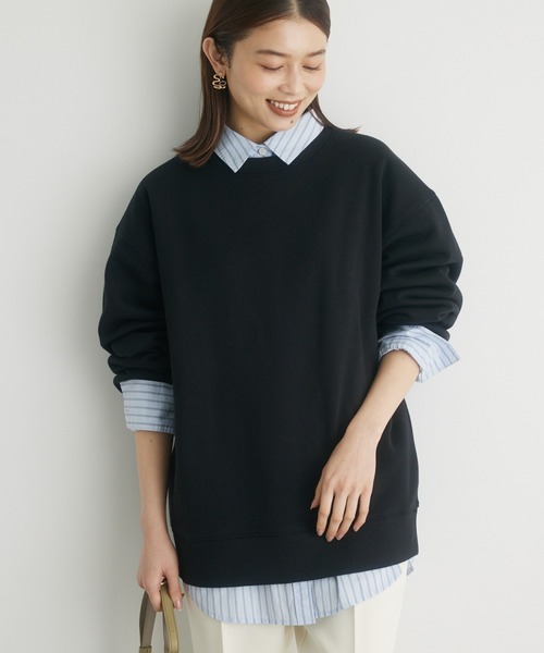 Green Parks(グリーンパークス)の「裏起毛オーバーサイズクループルオーバー(スウェット・レディース・パープル/ライトグレー/ピンク/アイボリー/ブラック・FREE)」の1枚目の写真