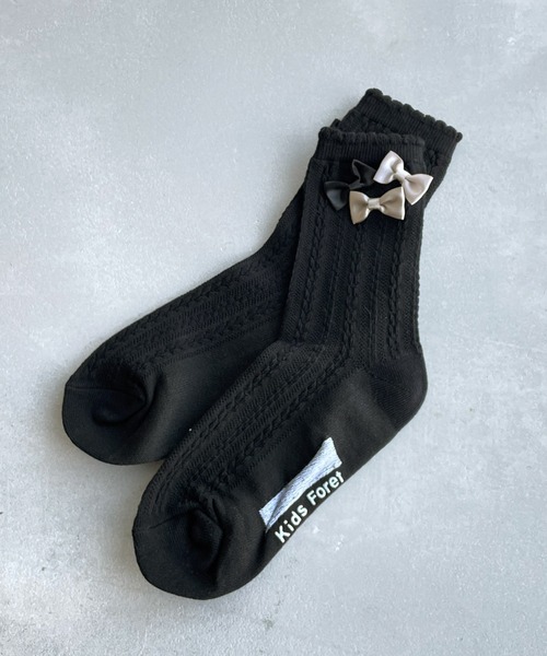 ROPE' PICNIC(ロペピクニック)の「【KIDS】入卒リボン付きショートソックス(ソックス/靴下・キッズ・ホワイト/ブラック・L/M)」の2枚目の写真