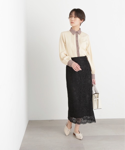 N.（N. Natural Beauty Basic）（エヌエヌナチュラルビューティーベーシック）の「◆ピンタックとろみシャツブラウス（シャツ/ブラウス・レディース・ベージュ/ピンク/オフホワイト・MEDIUM）」の7枚目の写真