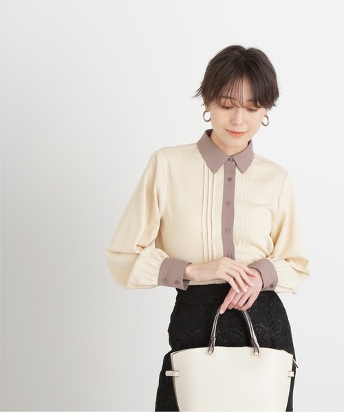 N.（N. Natural Beauty Basic）（エヌエヌナチュラルビューティーベーシック）の「◆ピンタックとろみシャツブラウス（シャツ/ブラウス・レディース・ベージュ/ピンク/オフホワイト・MEDIUM）」の12枚目の写真