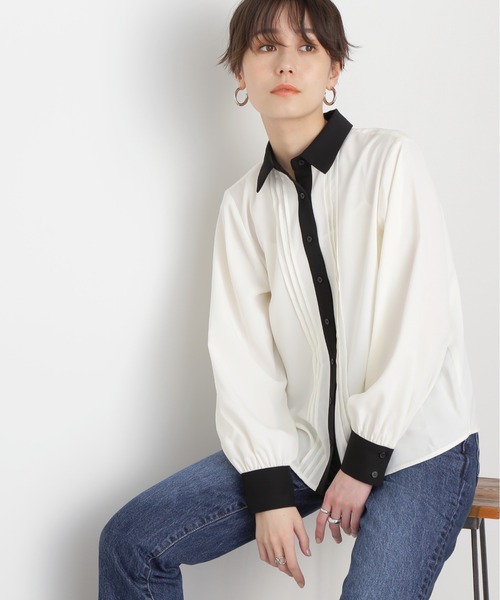 N.（N. Natural Beauty Basic）（エヌエヌナチュラルビューティーベーシック）の「◆ピンタックとろみシャツブラウス（シャツ/ブラウス・レディース・ベージュ/ピンク/オフホワイト・MEDIUM）」の4枚目の写真