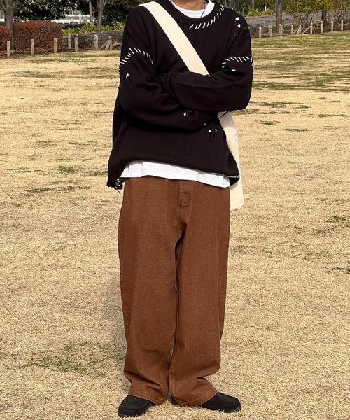 kutir（クティール）の「ワイドバルーンカラーデニム（デニムパンツ・メンズ・ブラウン/グリーン・SMALL/MEDIUM/LARGE）」の6枚目の写真