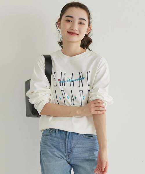 AMERICAN HOLIC（アメリカンホリック）の「刺繍ロゴカットプルオーバー（Tシャツ/カットソー・レディース・ライトグレー/オレンジ/オフホワイト・M/L）」の7枚目の写真