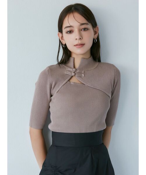 MURUA（ムルーア）の「チャイナタイトハーフニット（ニット/セーター・レディース・ブラック/ダークグリーン/ブルー/ベージュ・FREE）」の9枚目の写真