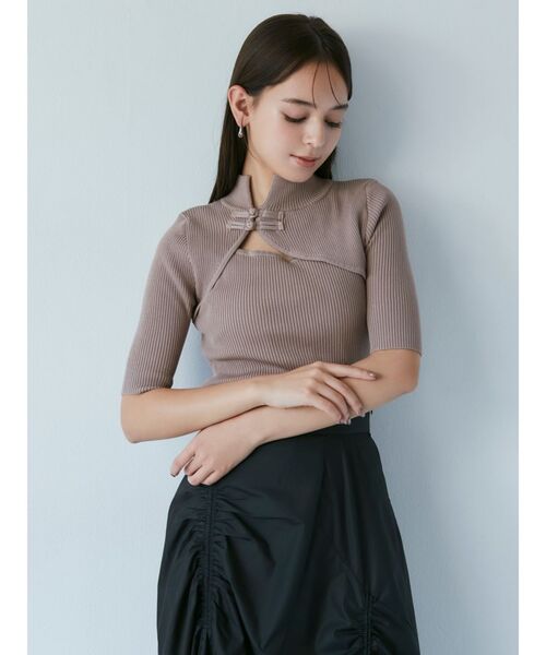 MURUA（ムルーア）の「チャイナタイトハーフニット（ニット/セーター・レディース・ブラック/ダークグリーン/ブルー/ベージュ・FREE）」の10枚目の写真