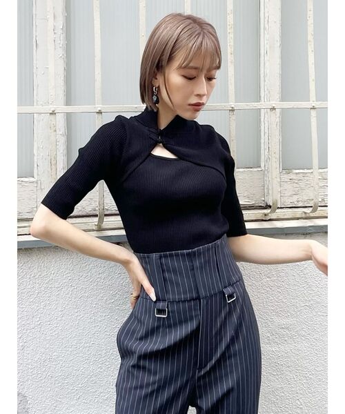 MURUA（ムルーア）の「チャイナタイトハーフニット（ニット/セーター・レディース・ブラック/ダークグリーン/ブルー/ベージュ・FREE）」の13枚目の写真