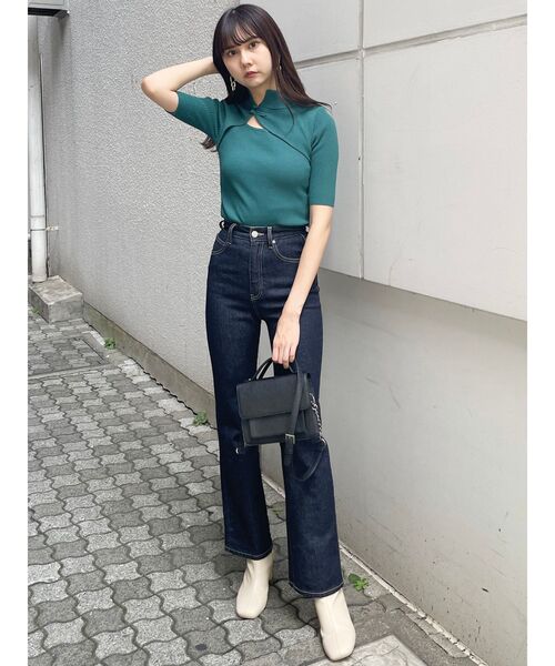 MURUA（ムルーア）の「チャイナタイトハーフニット（ニット/セーター・レディース・ブラック/ダークグリーン/ブルー/ベージュ・FREE）」の15枚目の写真