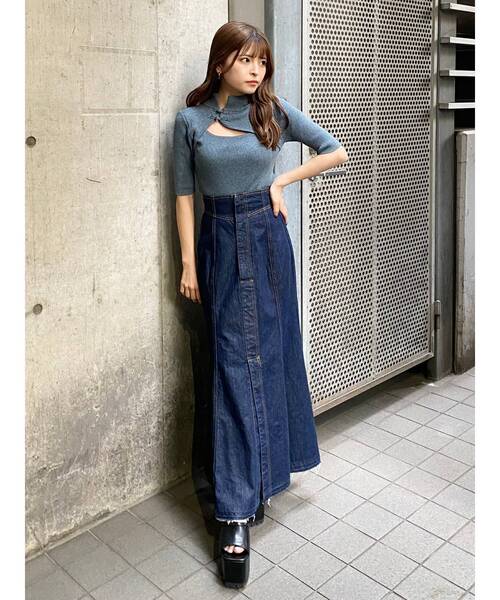 MURUA（ムルーア）の「チャイナタイトハーフニット（ニット/セーター・レディース・ブラック/ダークグリーン/ブルー/ベージュ・FREE）」の18枚目の写真