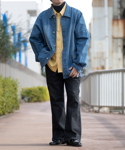 JOHN'S CLOSET(ジョンズクローゼット)の「【i】12ozデニム ピンタックフレアパンツ(デニムパンツ・メンズ・ケミカルウォッシュ/ブラック系その他/ブラック/インディゴブルー/ライトブルー・LARGE/X-LARGE/MEDIUM)」の10枚目の写真