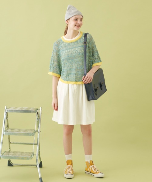 MERLOT（メルロー）の「クロシェ編みニットポンチョ（その他トップス・レディース・イエロー/ライトグリーン/ピンク・FREE）」の19枚目の写真