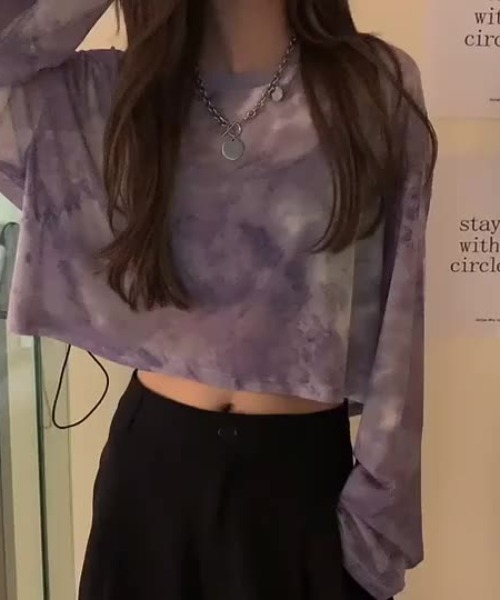 N.s（エヌドットエス）の「ボリュームスリーブグラデーションシアーシャツ（Tシャツ/カットソー・レディース・パープル/グレー/パープル系その他/グレー系その他・M/L/FREE）」の21枚目の写真