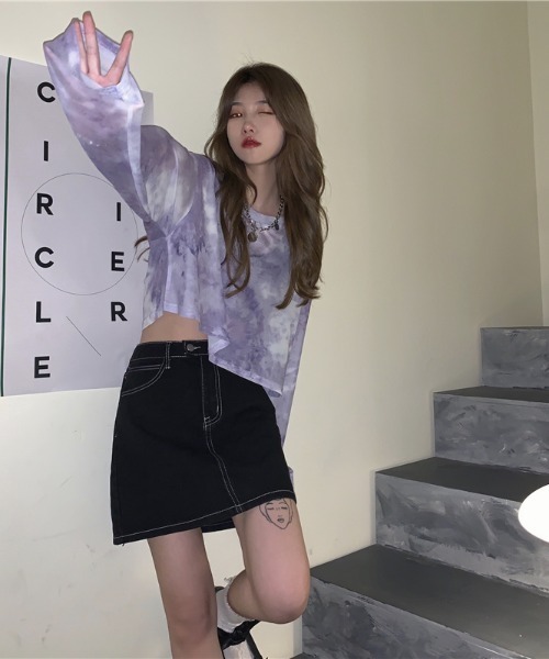N.s（エヌドットエス）の「ボリュームスリーブグラデーションシアーシャツ（Tシャツ/カットソー・レディース・パープル/グレー/パープル系その他/グレー系その他・M/L/FREE）」の22枚目の写真