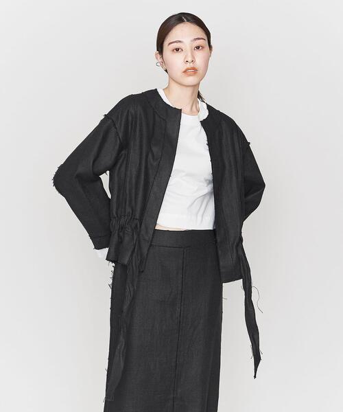 ASTRAET（アストラット）の「＜ASTRAET＞LI カットオフ ノーカラージャケット（ノーカラージャケット・レディース・ホワイト/ブラック・0/1）」の5枚目の写真