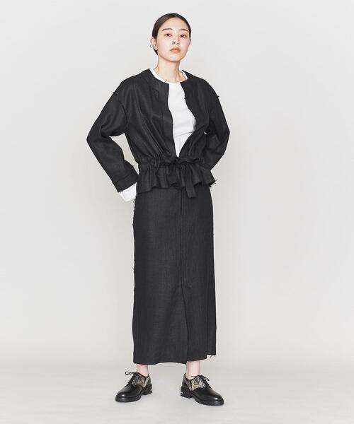 ASTRAET（アストラット）の「＜ASTRAET＞LI カットオフ ノーカラージャケット（ノーカラージャケット・レディース・ホワイト/ブラック・0/1）」の4枚目の写真