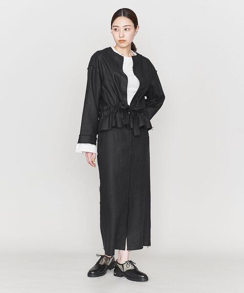 ASTRAET（アストラット）の「＜ASTRAET＞LI カットオフ ノーカラージャケット（ノーカラージャケット・レディース・ホワイト/ブラック・0/1）」の10枚目の写真