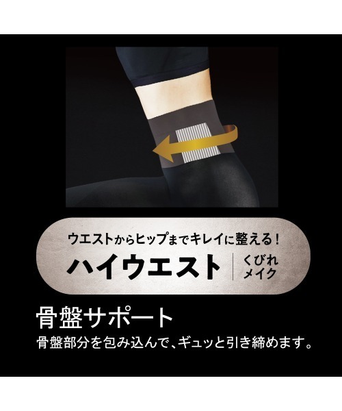 RIZAP（ライザップ）の「RIZAP/ライザップ 着圧レギンス　ハイウエスト　10分丈 はいて歩いてカロリー消費アップ プレミアム（レギンス/スパッツ・レディース・ブラック・L～LL/M～Ｌ）」の2枚目の写真